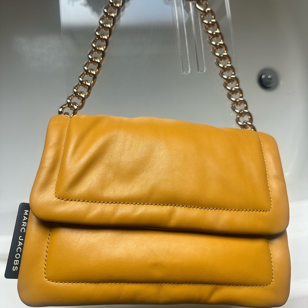 Marc Jacobs Small Pillow Bag w chunky gold chain strap.
